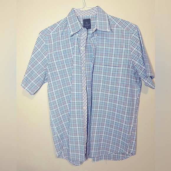 Tailorbyrd 1930 Collection blue and purple gingham short sleeve button down Sz M - Picture 4 of 10